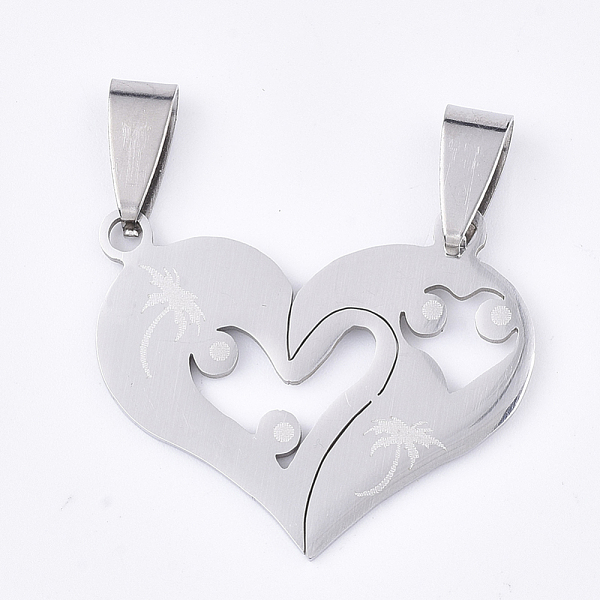 

PandaHall 201 Stainless Steel Split Pendants, for Lovers, Heart with Heart, Stainless Steel Color, 24x29x1mm, Hole: 8x4mm 201 Stainless...