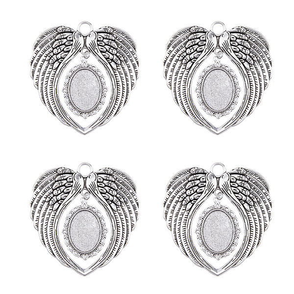 

PandaHall SUPERFINDINGS 8Pcs Transparent Glass Pendants, with Tibetan Style Alloy Finding, Wing, Antique Silver, 69x65mm, Hole: 6mm...