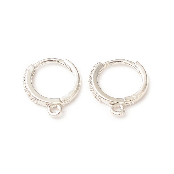 

PandaHall Brass Micro Pave Clear Cubic Zirconia Hoop Earring Finding, Round, with Horizontal Loops, Platinum, 13x12.5x3mm, Hole: 1.2mm, Pin...