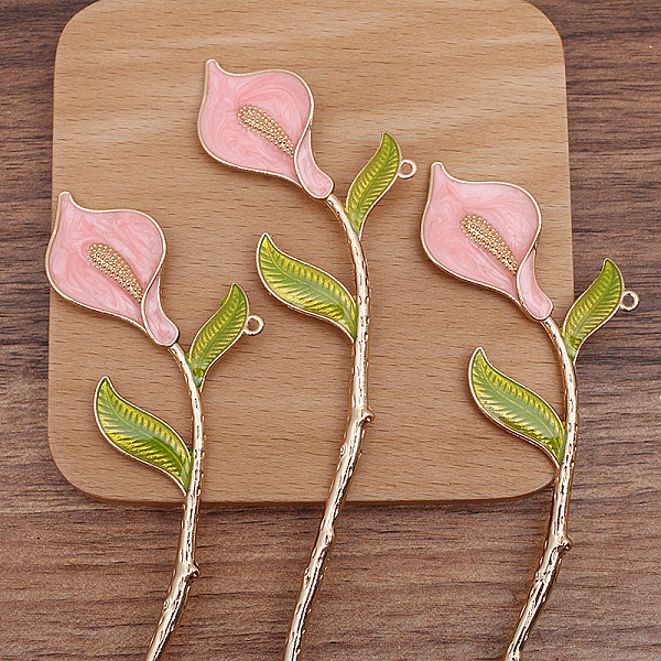 

PandaHall Alloy Enamel Flower Hair Sticks, with Loop, Long-Lasting Plated, Hair Accessories for Women, Pink, 178x40mm Alloy Pink