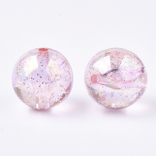 

PandaHall Transparent Acrylic Beads, with Glitter Powder, Glitter Beads, Round, Pink, 19~19.5x19mm, Hole: 2.5mm, about 110pcs/500g Acrylic...