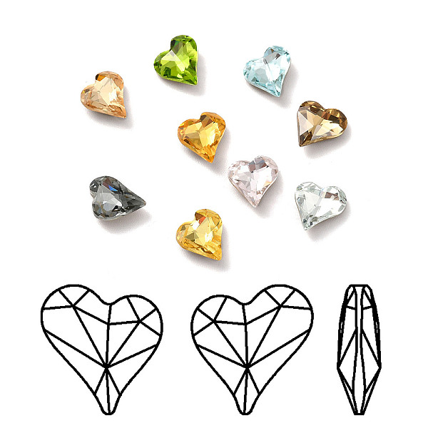 

PandaHall Faceted K9 Glass Rhinestone Cabochons, Pointed Back & Back Plated, Heart, Mixed Color, 12x12x4.5mm Glass Rhinestone Heart..., Multicolor