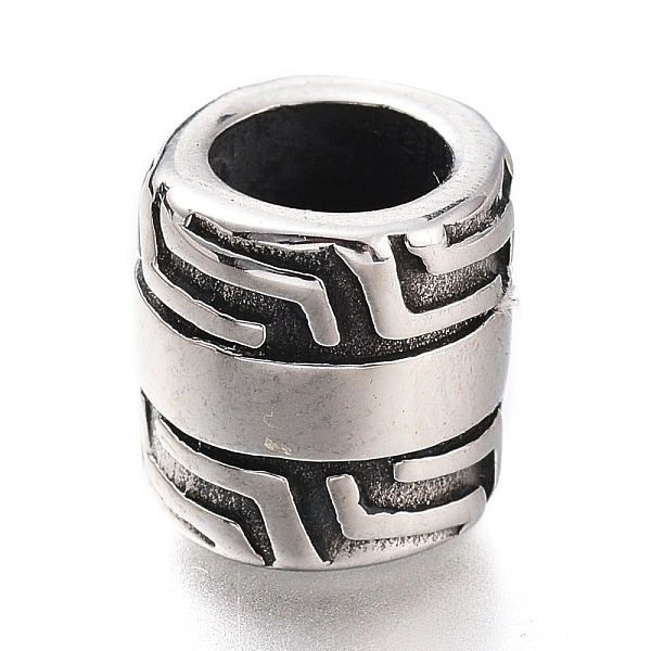 

PandaHall 304 Stainless Steel European Beads, Large Hole Beads, Column, Antique Silver, 10x10mm, Hole: 6mm 304 Stainless Steel Column