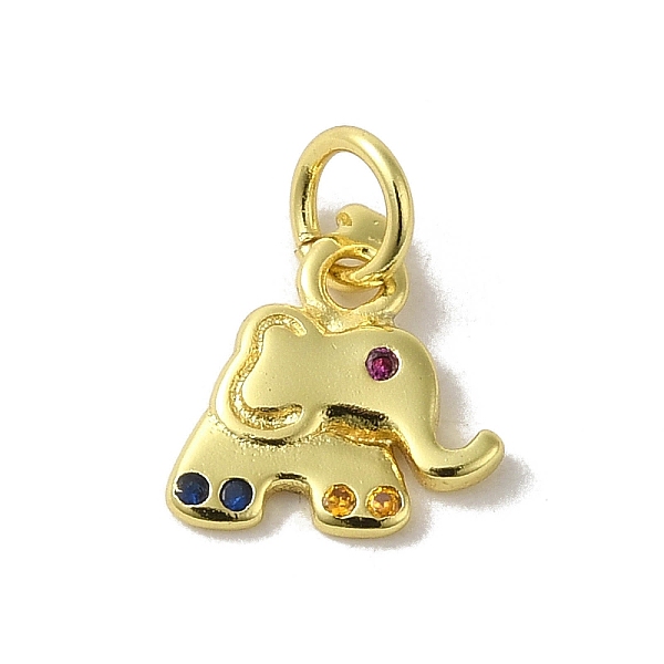 

PandaHall Real 18K Gold Plated Brass Pave Cubic Zirconia Pendants, with Jump Rings, Elephant, Colorful, 11x10x1.5mm, Hole: 3mm Brass+Cubic...