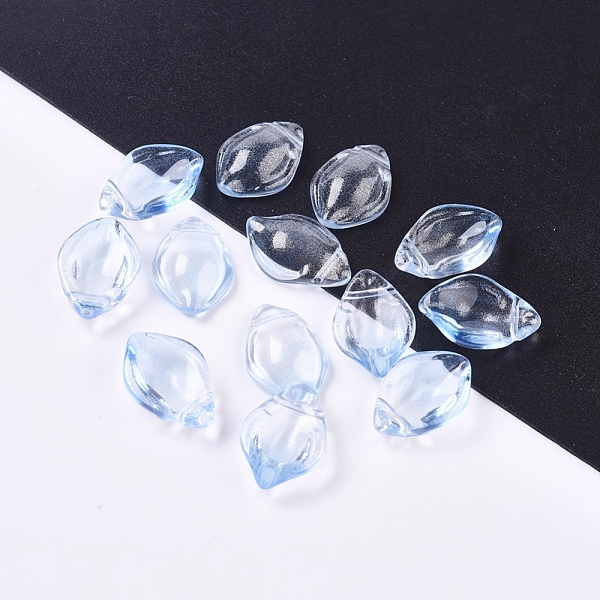 

PandaHall Transparent Glass Pendants, with Glitter Powder, Petal, Sky Blue, 19x12.5x5.5mm, Hole: 1mm Glass Flower Blue