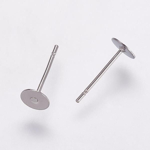 

PandaHall 304 Stainless Steel Stud Earring Settings, Flat Pad Earring Post, Flat Round, Stainless Steel Color, Tray: 5mm, 12x5mm, Pin: 0.7mm...