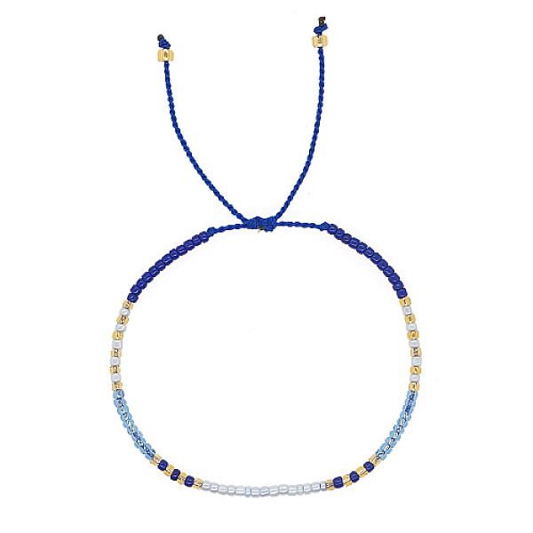 

PandaHall Glass Seed Braided Beaded Bracelets, Adjustable Bracelet, Blue, 11 inch(28cm) Seed Beads Blue