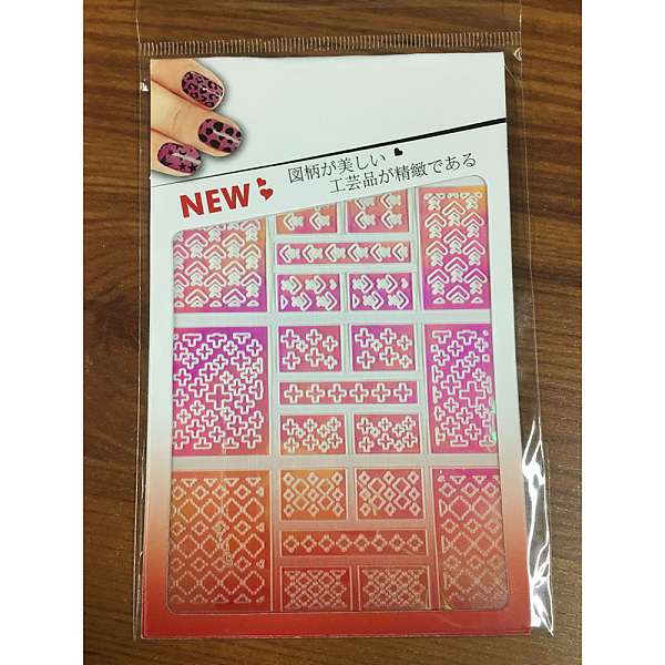 

PandaHall Laser Hollow Nail Sticker Templates, Self-adhesive, for Nail Tips Decorations, Camellia, Cross Pattern, 109x89mm Paper Cross Pink