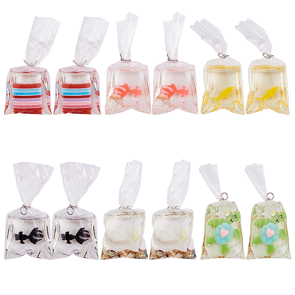 

PandaHall Goldfish Water Bag Resin Pendants, with Iron Loop, DIY Jewelry Earrings Making, Mixed Color, 47~57x21~23x11mm, Hole: 3mm..., Multicolor
