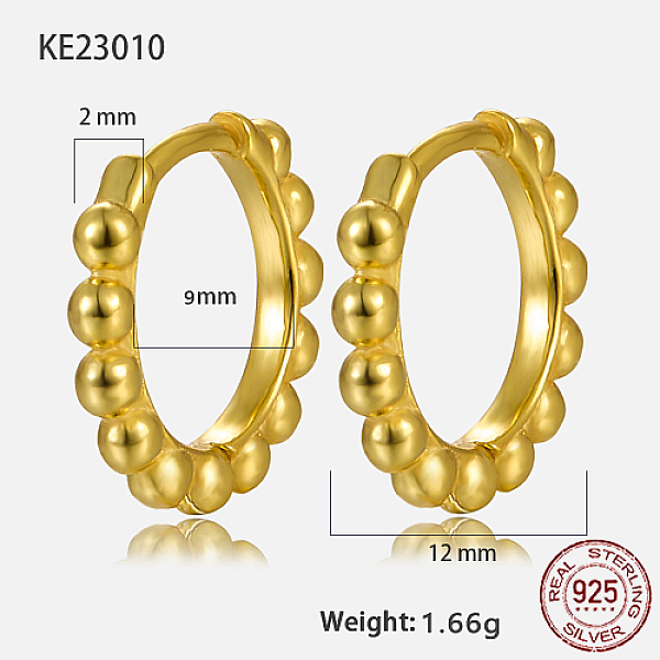 

PandaHall 925 Sterling Silver Hoop Earrings, with S925 Stamp, Real 18K Gold Plated, 12x2mm Sterling Silver Ring