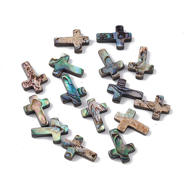 

PandaHall Natural Abalone Shell/Paua Shell Beads, Religion Cross, Colorful, 18x13x3.5mm, Hole: 0.8mm Paua Shell Cross