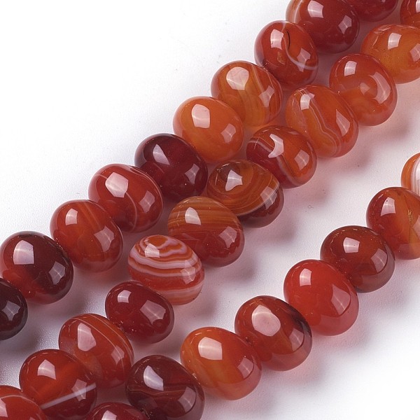 

PandaHall Dyed Natural Banded Agate Beads Strands, Oval, Orange Red, 11~12x8.5~9.5mm, Hole: 1.2mm, about 41pcs/strand, 14.6 inch(37.1cm)...