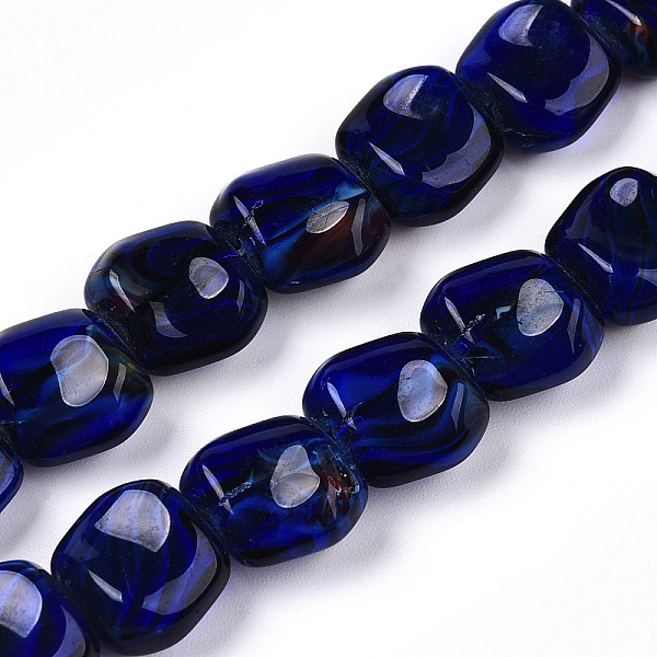 

PandaHall Handmade Milleflori Glass Beads Strands, Square, Dark Blue, 10.5x11.5~12x7mm, Hole: 1mm, about 50pcs/strand, 20.63''(52.4cm)...