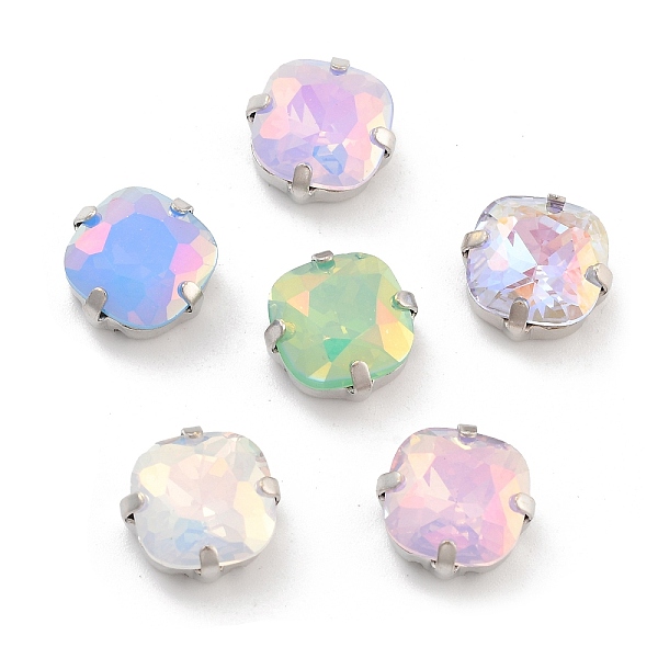 

PandaHall Square Opal Sew On Rhinestones, Multi-Strand Links, K9 Glass Rhinestone with Brass Prong Settings, Mixed Color, Platinum..., Multicolor