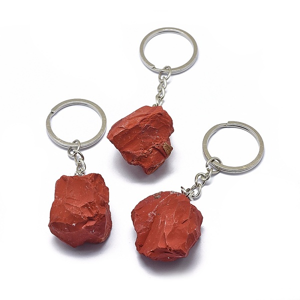 

PandaHall Natural Red Jasper Keychain, with Iron Chains and Alloy Key Rings, Nuggets, 89~97mm Red Jasper Nuggets