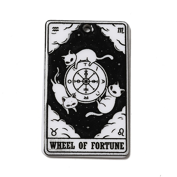

PandaHall Tarot Theme Printed Acrylic Pendants, Rectangle with Cat Pattern Charms, The Wheel of Fortune X, 39x24x2.5mm, Hole: 1.8mm Acrylic..., Black