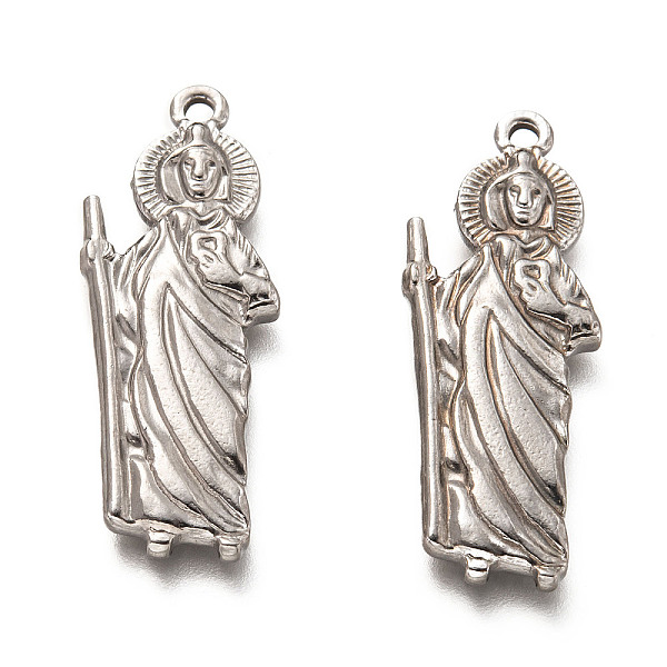 

PandaHall 201 Stainless Steel Pendants, Saint, Stainless Steel Color, 35x14x2.5mm, Hole: 1.6mm 201 Stainless Steel Human