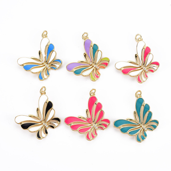 

PandaHall Brass Micro Pave Cubic Zirconia Enamel Pendants, with Jump Rings, Cadmium Free & Nickel Free & Lead Free, Real 16K Gold Plated..., Multicolor