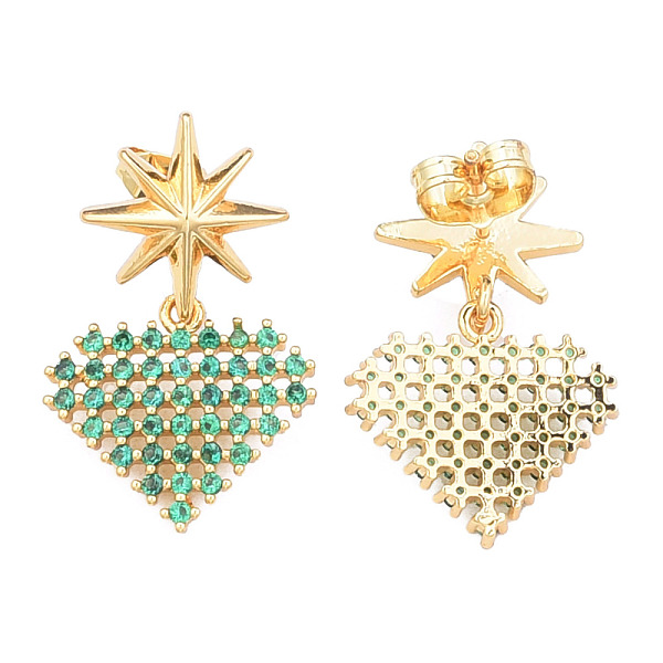 

PandaHall Cubic Zirconia Diamond Stud Earrings, with Ear Nuts, Golden Brass Stud Earrings for Women, Nickel Free, Medium Sea Green, 28.5mm...