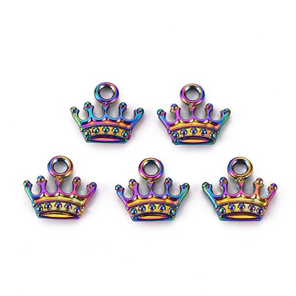 

PandaHall Alloy Charms, Cadmium Free & Nickel Free & Lead Free, Crown, Rainbow Color, 13x13.5x3mm, Hole: 2mm Alloy Crown