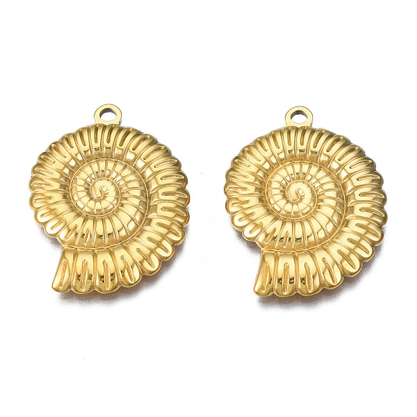 

PandaHall 201 Stainless Steel Pendants, Snail, Real 18K Gold Plated, 30x22.5x3mm, Hole: 1.9mm 201 Stainless Steel Snail