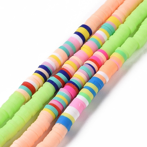 

PandaHall Handmade Polymer Clay Bead Strands, Flat Round, Heishi Beads, Colorful, 4x0.5~2mm, Hole: 1.2mm, about 350~360pcs/strand...