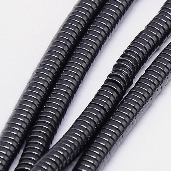 

PandaHall Non-magnetic Synthetic Hematite Beads Strands, Heishi Beads, Flat Round/Disc, Grade A, 4x1mm, Hole: 1mm, about 400pcs/strand, 16...