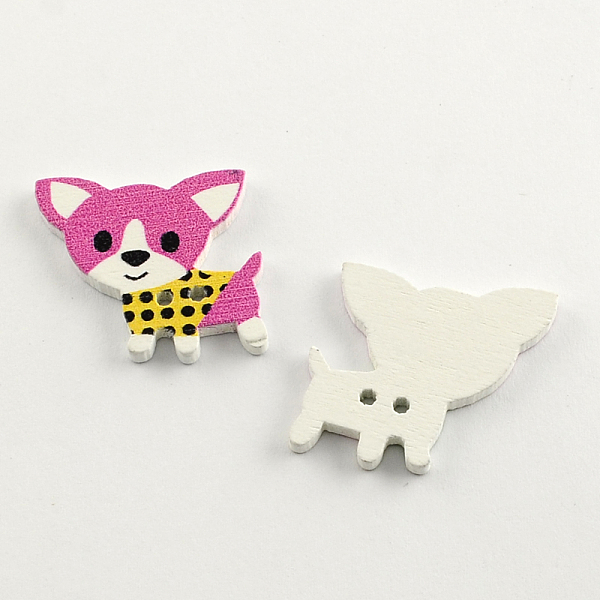 

PandaHall 2-Hole Puppy Printed Wooden Buttons, Chihuahua Dog, Mixed Color, 25x26x2mm, Hole: 2mm Wood Dog Multicolor