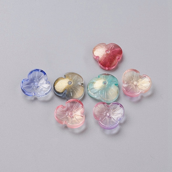 

PandaHall Transparent Glass Beads, with Glitter Powder, Dyed & Heated, Flower, Mixed Color, 12x3.6mm, Hole: 1mm Glass Flower Multicolor