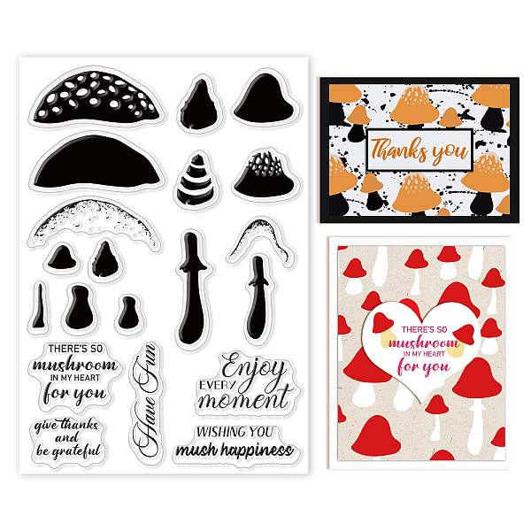 

PandaHall GLOBLELAND Mushroom Clear Stamps for DIY Scrapbooking Decor Blessing Plant Vintage Transparent Silicone Stamps for Making Cards...
