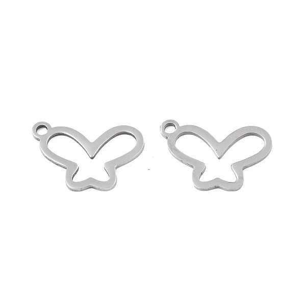 

PandaHall 201 Stainless Steel Charms, Butterfly, Stainless Steel Color, 10x15x1mm, Hole: 1.4mm 201 Stainless Steel Butterfly