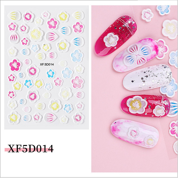 

PandaHall 5D Nail Art Stickers Anaglyph Decals, for Nail Tips Decorations, Flower Pattern, 154x85mm Plastic Flower