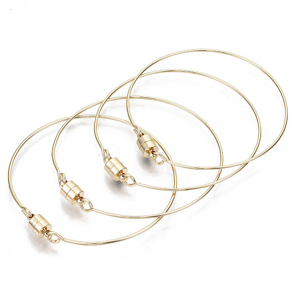 

PandaHall Brass Bangle, with Column Magnetic Clasps, Nickel Free, Real 18K Gold Plated, Inner Diameter: 2-3/8 inch(6cm) Brass