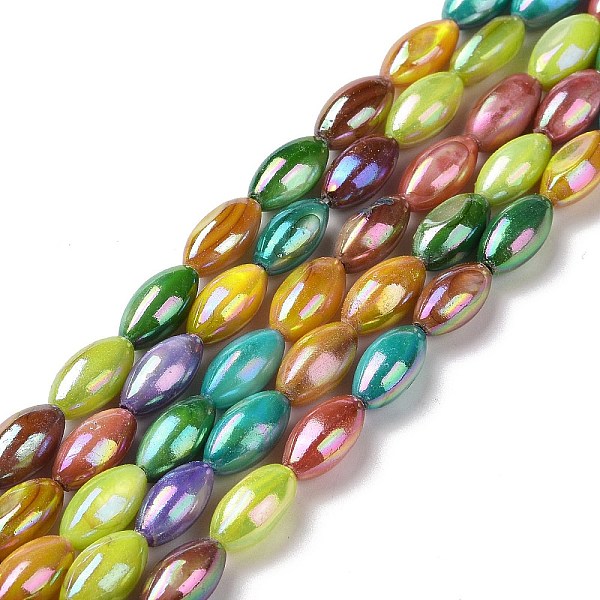 

PandaHall Natural Freshwater Shell Beads Strands, Dyed, AB Color, Oval, Colorful, 9x4.5mm, Hole: 1mm, about 39pcs/strand, 15.35''(39cm)...