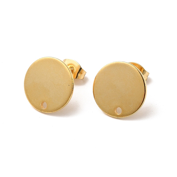 

PandaHall 201 Stainless Steel Stud Earring Findings, with 304 Stainless Steel Pin & Hole & Friction Ear Nuts, Flat Round, Real 24K Gold...