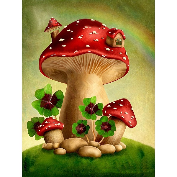 

PandaHall Mushroom DIY Diamond Painting Kit, Including Resin Rhinestones Bag, Diamond Sticky Pen, Tray Plate and Glue Clay, Yellow Green...