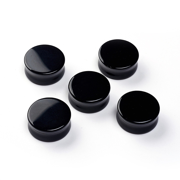 

PandaHall Natural Black Onyx Ear Flesh Tunnel, Double Flared Ear Expander, Ear Gauges, 27x11.5mm Black Onyx