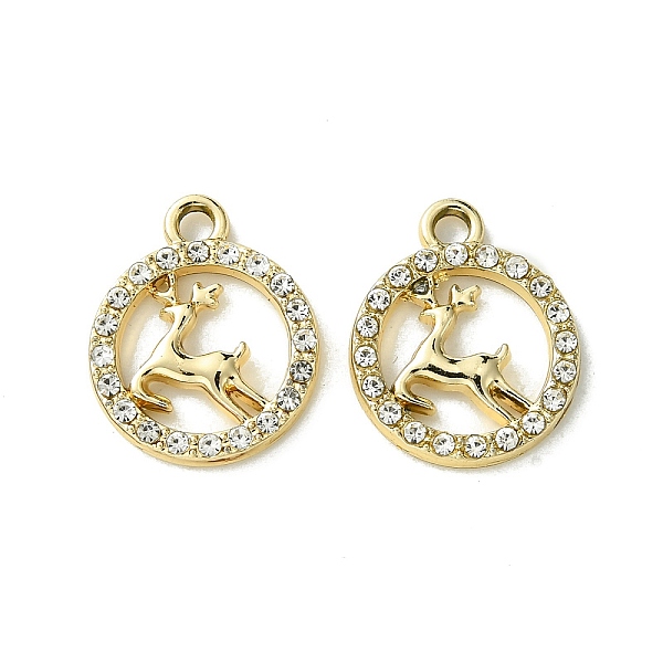 

PandaHall UV Plating Alloy Rhinestone Pendants, Golden, Deer, 18x15x2mm, Hole: 1.9~2mm Alloy+Rhinestone Deer