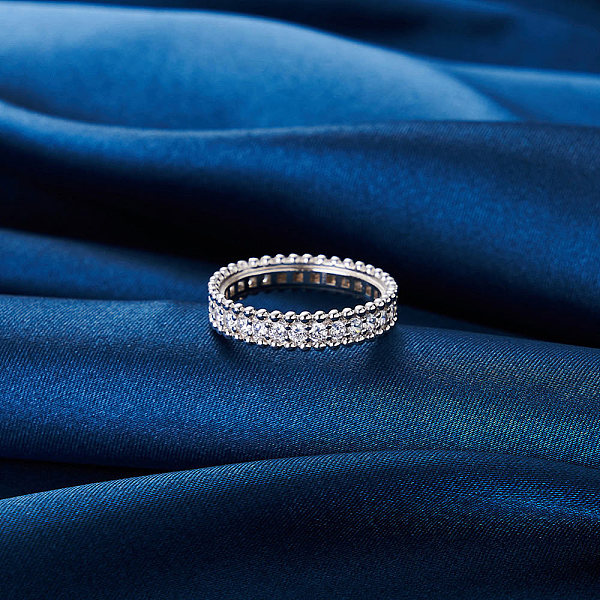 Rhodinierter Fingerring Aus Sterlingsilber Mit 925 Zirkonia Für Damen