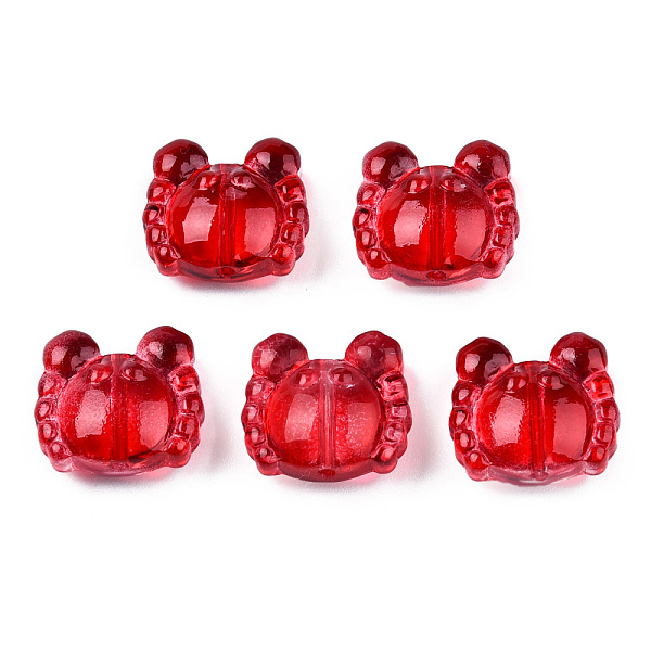 

PandaHall Transparent Spray Painted Glass Beads, Crab, Red, 13x14x6.5mm, Hole: 1mm Glass Crab Red