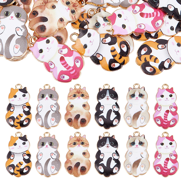 

PandaHall CHGCRAFT 30Pcs 6 Colors Alloy Enamel Pendants, Light Gold, Cat, Mixed Color, 25x14x2.3mm, Hole: 1.6mm, 5pcs/color Alloy+Enamel Cat..., Multicolor