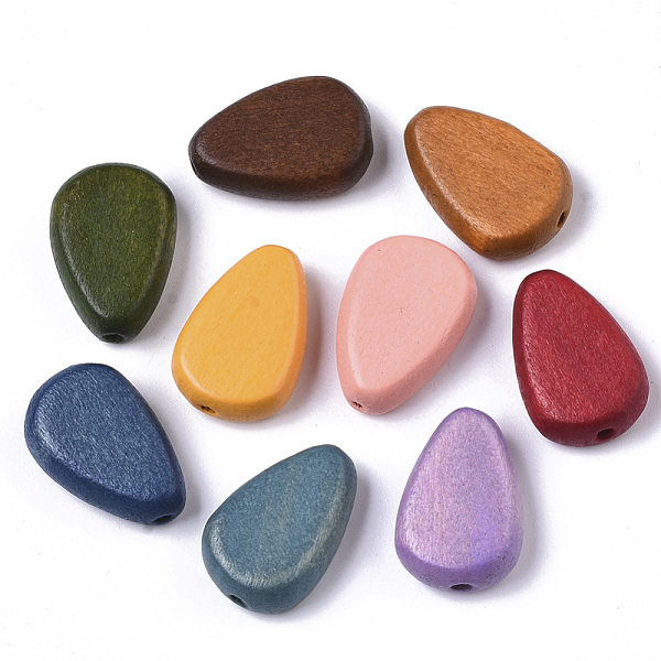 

PandaHall Painted Natural Wood Beads, Teardrop, Mixed Color, 18x12x5.5mm, Hole: 1.5mm Schima Wood Teardrop Multicolor