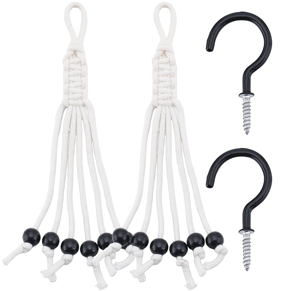 

PandaHall Wood Bead Banana Hangers, Handwoven Fruit Vegetable Hanging Cotton Rope, with Screw Hook, Black, 221x25x8mm Cotton Others Black