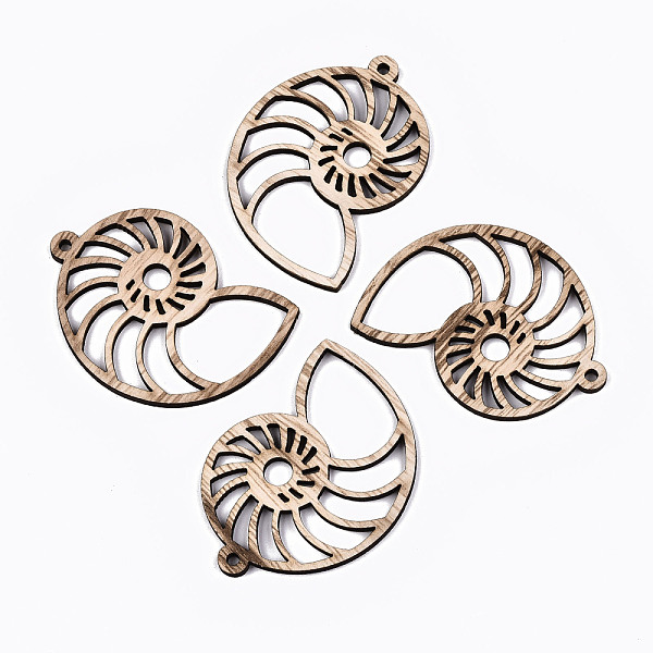 

PandaHall Unfinished Hollow Wood Big Pendants, Undyed, Laser Cut Wood Shapes, Snail Shell Shape, Antique White, 52x38.5x2.5mm, Hole: 2mm...