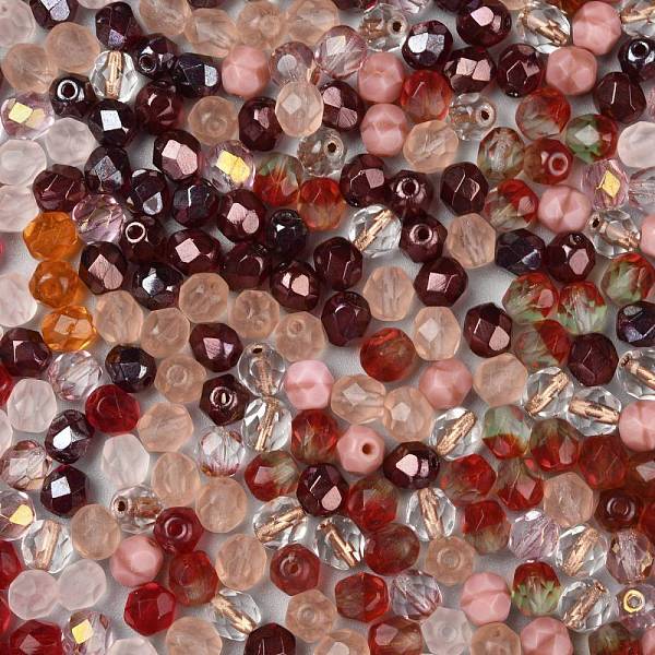 

PandaHall Fire-Polished Czech Glass Beads, Faceted, Ananas, Red, 6x5.5~6mm, Hole: 1.2mm, about 360pcs/bag Czech Glass Round Red