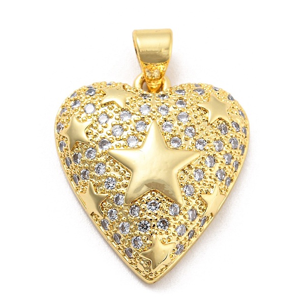 

PandaHall Brass Cubic Zirconia Pendants, with Jump Ring, Real 18K Gold Plated, Long-Lasting Plated, Lead Free & Cadmium Free, Heart, Star..., Clear