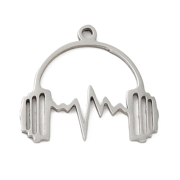 

PandaHall 5Pcs 201 Stainless Steel Pendants, Laser Cut, Earphone Charm, Stainless Steel Color, 15.5x17x1mm, Hole: 1.2mm 201 Stainless Steel...
