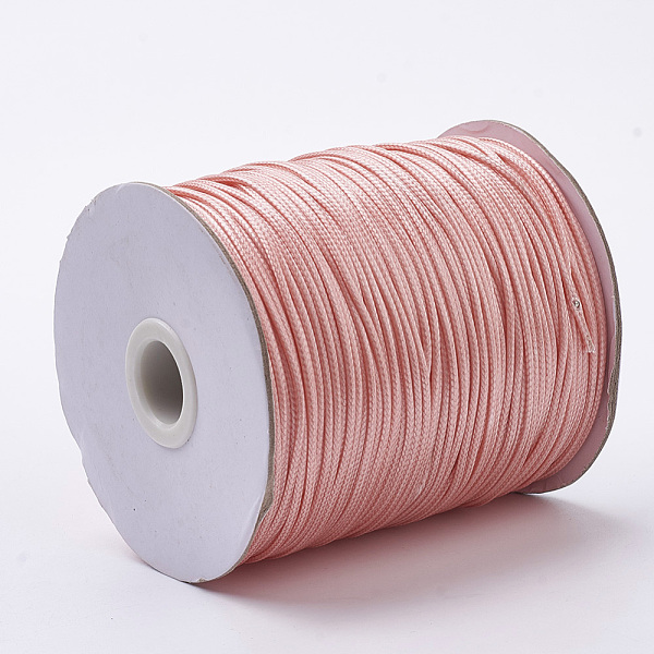 

PandaHall Braided Korean Waxed Polyester Cords, Light Salmon, 1mm, about 174.97 yards(160m)/roll Waxed Polyester Cord Red