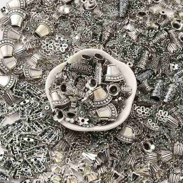

PandaHall Tibetan Style Alloy Bead Caps, Mixed Shapes, Antique Silver, 5~20x2~10mm, Hole: 0.5mm Alloy