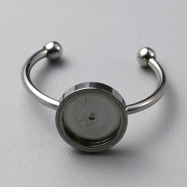 

PandaHall 304 Stainless Steel Cuff Ring Components, with 201 Stainless Steel Tray and Beads, Stainless Steel Color, US Size 8 1/4(18.3mm)...